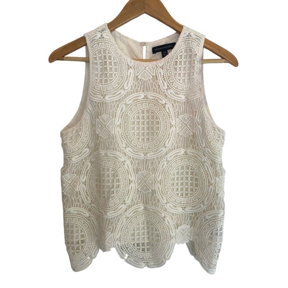 Banana Republic Lace Appliqué Crochet Sleeveless Top - Women's XS